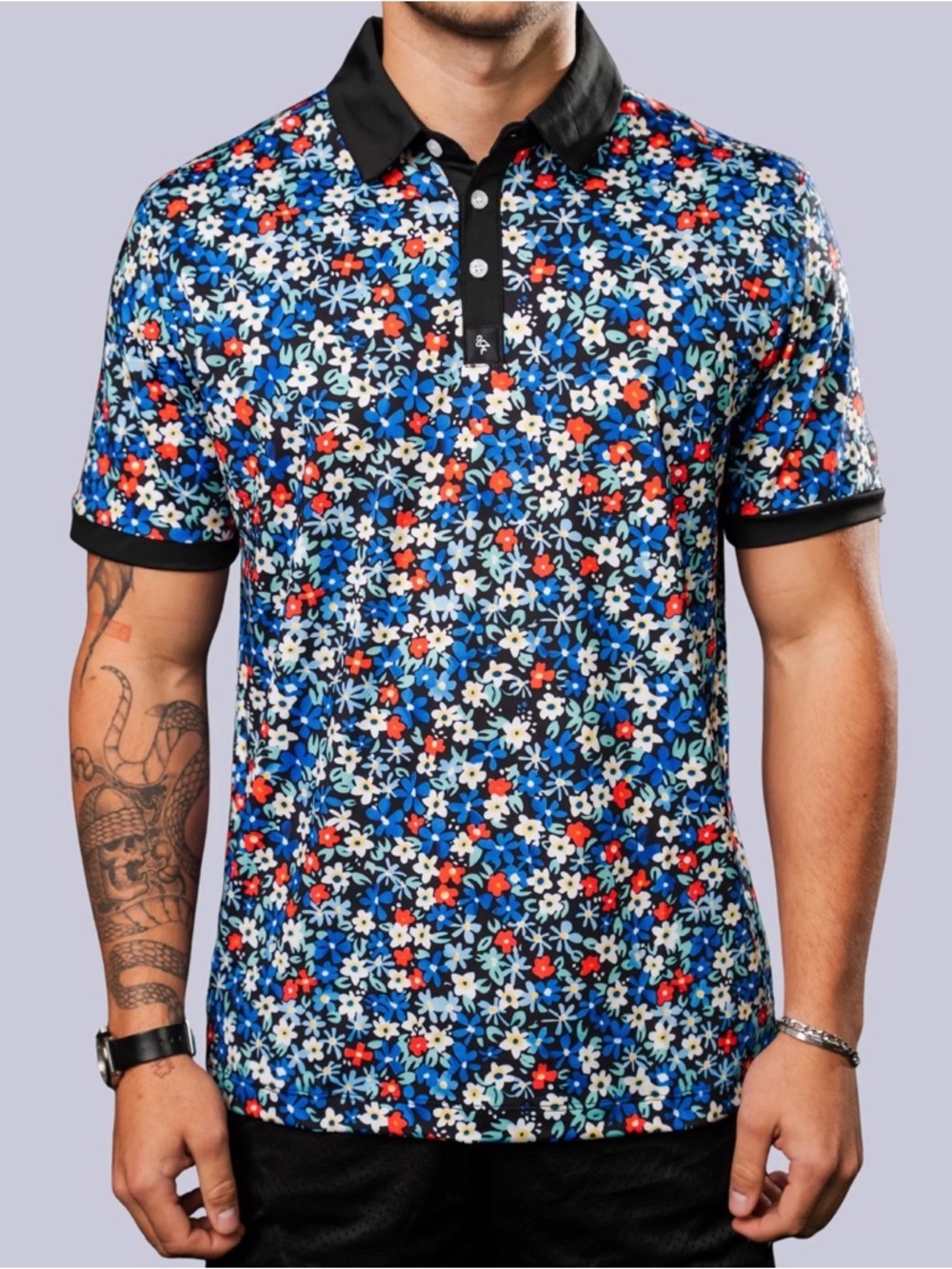 BYRDGANG Men’s Little Flowers Performance Golf Polo